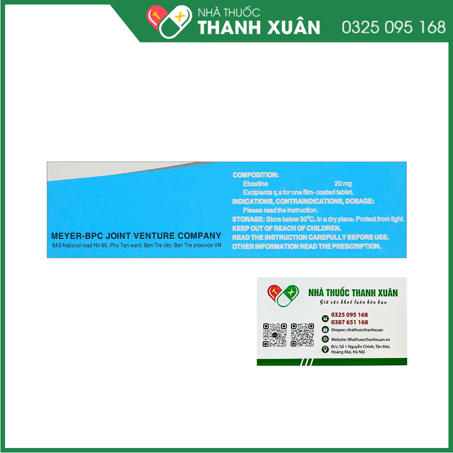 Thuốc Meyerbastin 20 điều trị viêm mũi dị ứng và mày đay vô căn mãn tính
